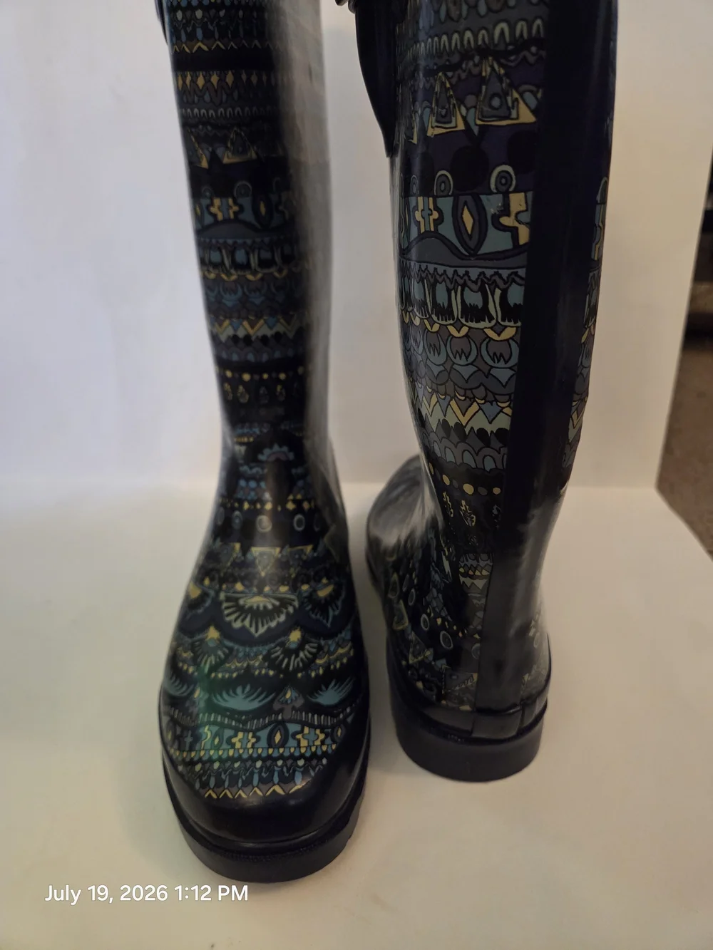 Patterned Navy & Blue Rain Boots